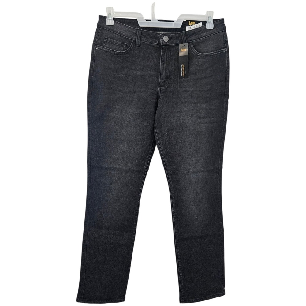Lee Straight Legendary Mid Rise Mom Jean Stretch Denim‎ Women's 12 Black